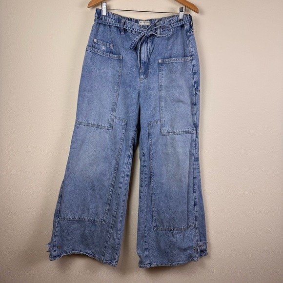 We The Free People CRVY Outlaw Wide Leg Jeans Denim Size Large Drizzle - Picture 4 of 16